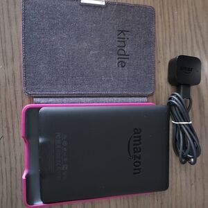 Amazon Kindle with Black Device and Pink Case
